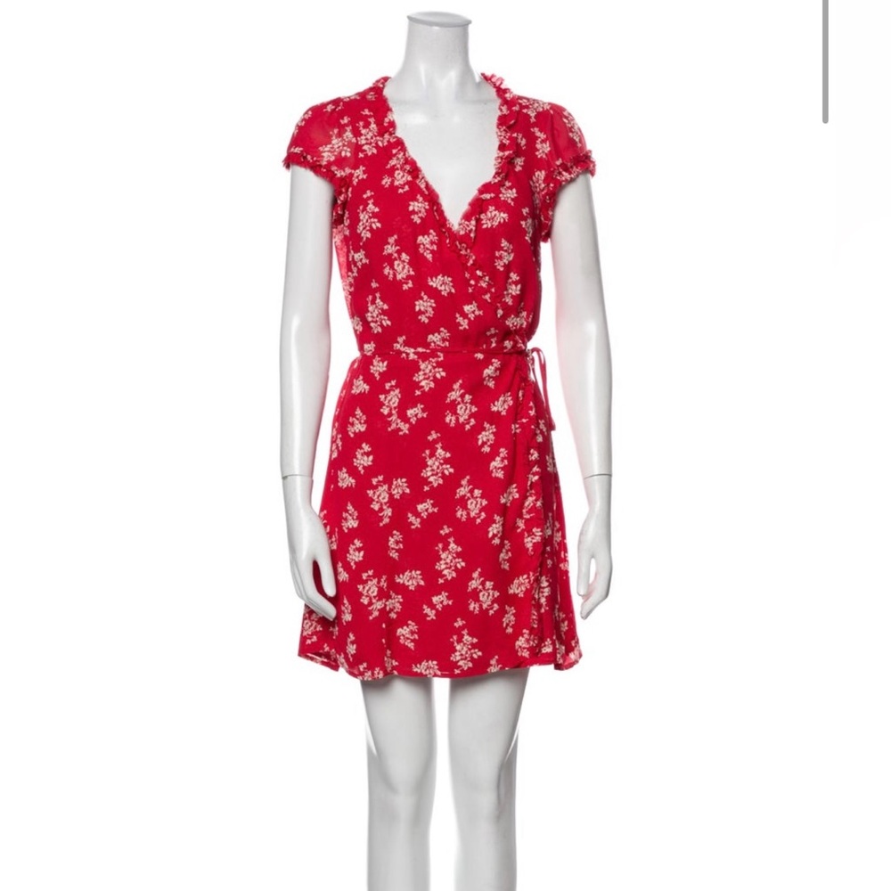 Reformation Floral Print Wrap Mini Dress